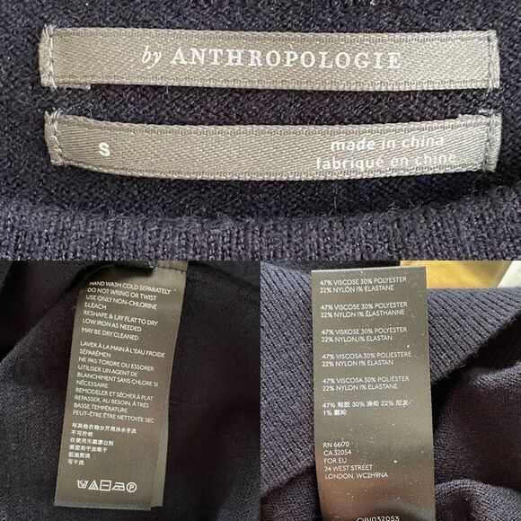 ANTHROPOLOGIE by Anthropologie Sleeveless Knit Sweater Tank Top Ruffle Blue S - Picture 3 of 3